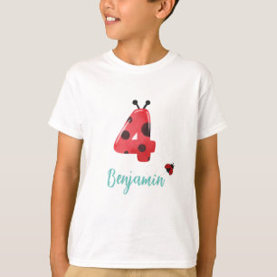 Camiseta Cute red Polka dot Ladybug 4Nacimiento fiesta nomb