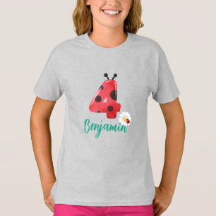 Camiseta Cute red Polka dot Ladybug 4Nacimiento fiesta nomb