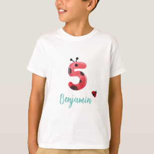 Camiseta Cute red Polka dot Ladybug 5o nombre de la fiesta 
