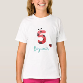 Camiseta Cute red Polka dot Ladybug 5o nombre de la fiesta