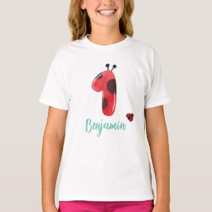 Camiseta Cute red Polka dot Ladybug Primer nombre de fiesta