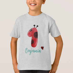 Camiseta Cute red Polka dot Ladybug Primer nombre de fiesta