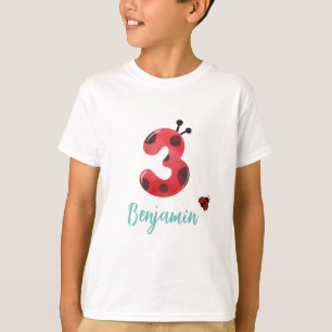 Camiseta Cute red Polka dot Ladybug tercer nombre de fiesta