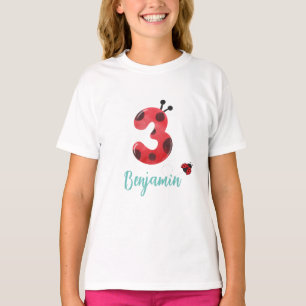 Camiseta Cute red Polka dot Ladybug tercer nombre de fiesta
