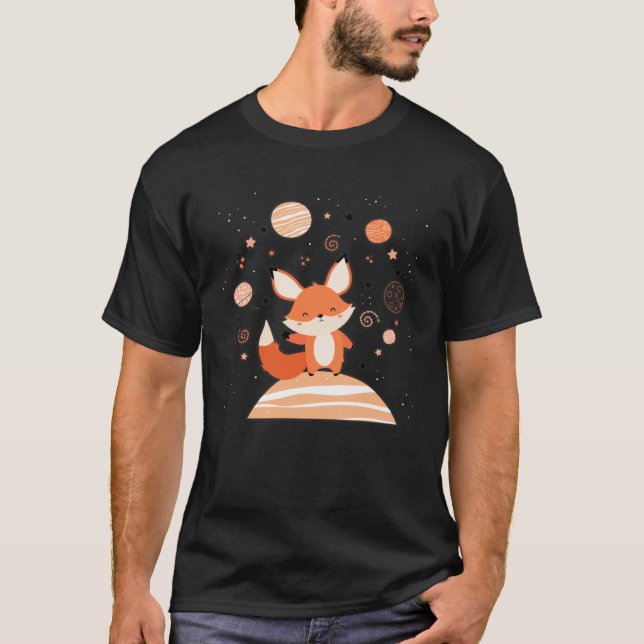 Camiseta Cute Red Space Fox Float In Space Alone Cosmic Ani (Anverso)