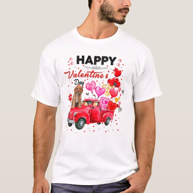 Camiseta Cute Red Truck Cavapoo Valentines Day Costume Boy (Anverso)