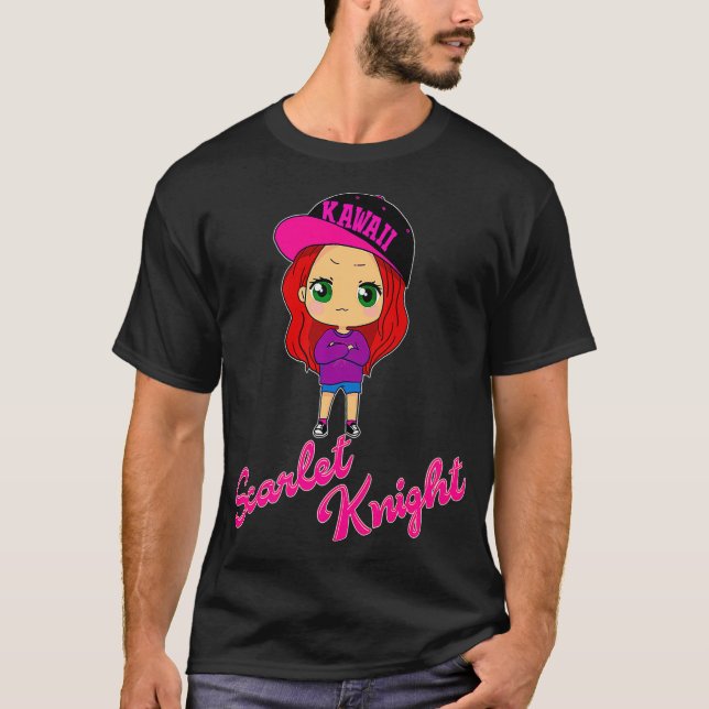 Camiseta Cute Redhead Rosa Kawaii Gorra Chibi Premium  (Anverso)
