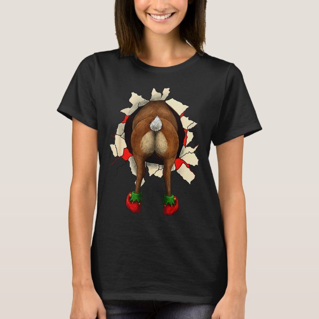Camiseta Cute Reindeer Butt Breakthrough Navidad  (Anverso)