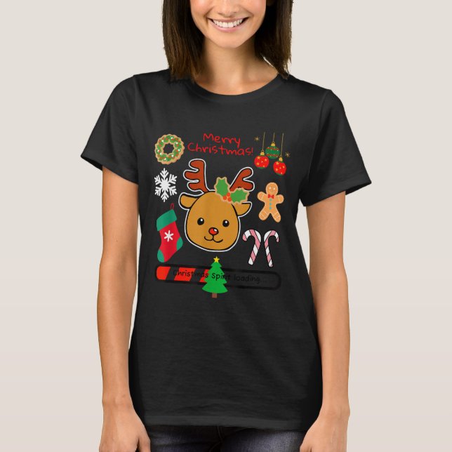 Camiseta Cute Reindeer Christmas Cartoon Holiday Festive Ar (Anverso)