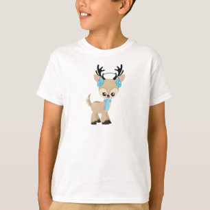 Camiseta Cute Reindeer, Little Reindeer, Blue Scarf