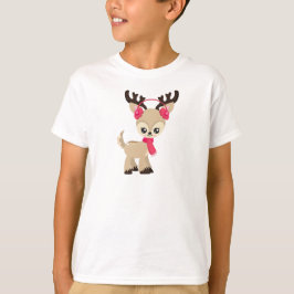 Camiseta Cute Reindeer, Little Reindeer, Red Scarf