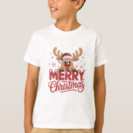 Camiseta Cute Reindeer Merry Christmas Kids T-Shirt
