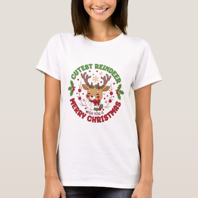 Camiseta Cute Reindeer Wish You A Merry Christmas (Anverso)
