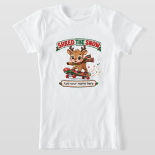 Camiseta Cute Reno Triturando Snow Skateboard