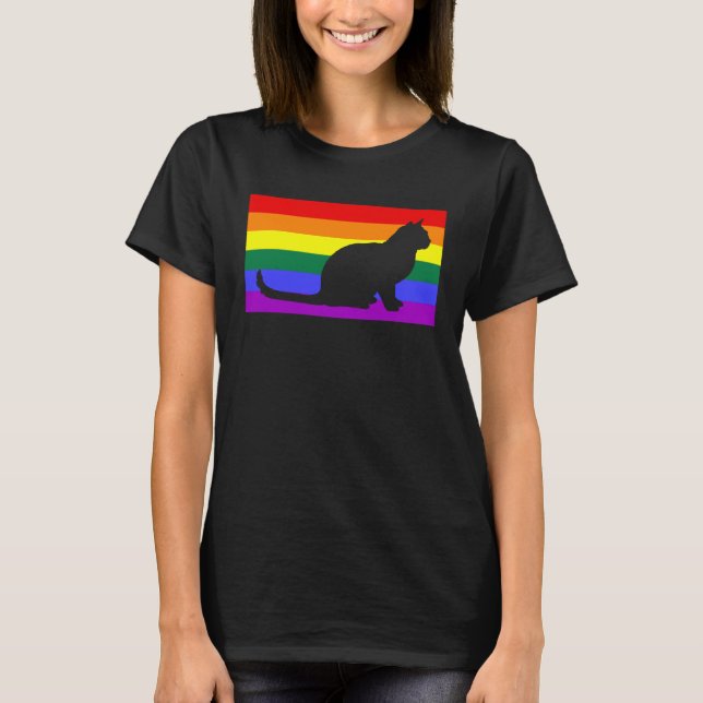 Camiseta Cute Rescue Cat Love LGBTQ Gay Pride Flag Queer (Anverso)