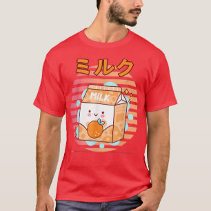 Camiseta Cute Retro 90s Japanese Kawaii Orange Milk Shake C