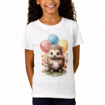 Cute retro acuarela Hedgehog con globos