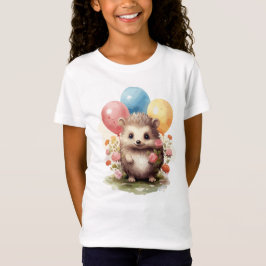 Camiseta Cute retro acuarela Hedgehog con globos