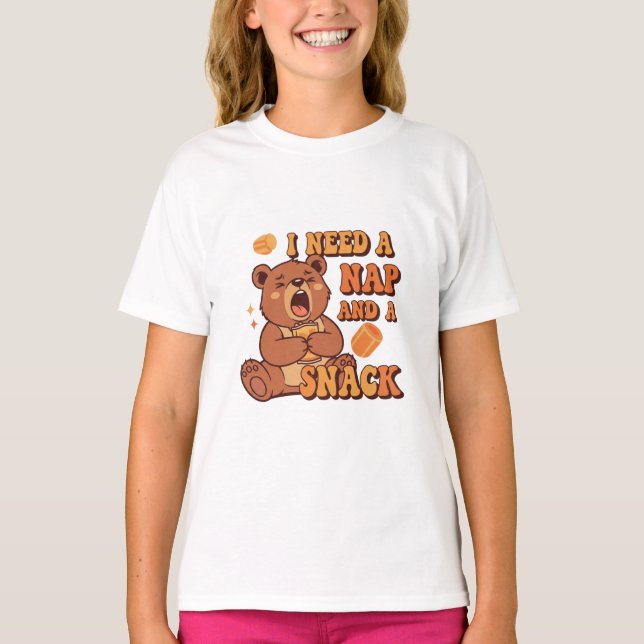 Camiseta Cute Retro Bear Snack Lover Girls T-Shirt (Anverso)