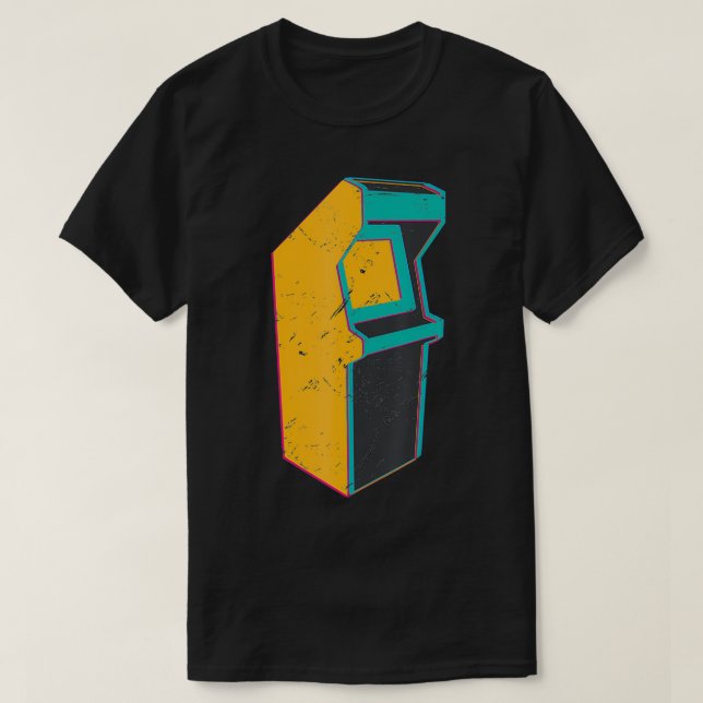 Camiseta Cute Retro Distressed 80's Arcade Cabinet Game Gif (Diseño del anverso)