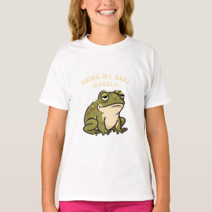 Camiseta Cute Retro Frog Barely Trying Girls T-Shirt
