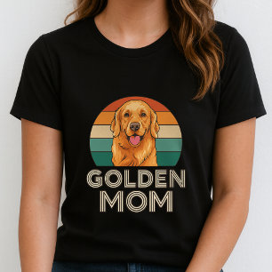 Camiseta Cute Retro Golden Retriever Mom Tee; Proud Dog Mom
