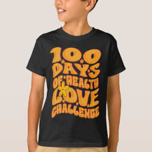 Camiseta Cute Retro Groovy 100 Días De Desafío De Salud Amo
