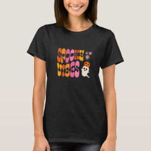Camiseta Cute Retro Groovy Spooky Halloween Vibes 60s 70s G