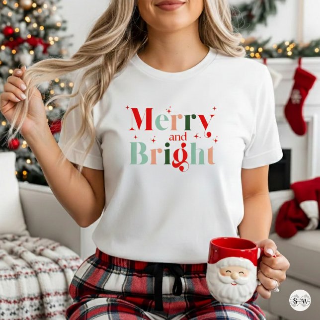 Camiseta Cute Retro Merry and Bright Christmas (Subido por el creador)