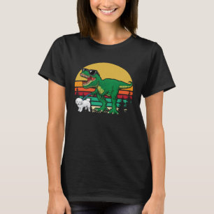 Camiseta Cute Rex Dinosaur Walking Bichon Frise Dog Walker