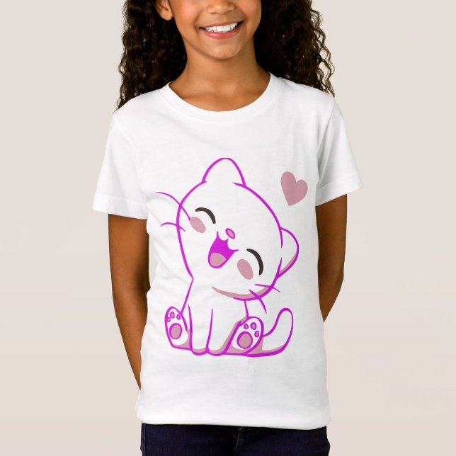 Camiseta CUTE RIENDO PEQUEÑO FUchsia KITTEN (Anverso)