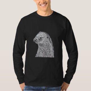 Camiseta Cute River Otter Pen Y Tinta Sketch