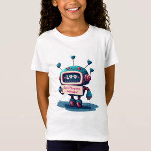 Camiseta Cute Robot Valentines Tee con corazones azules, di