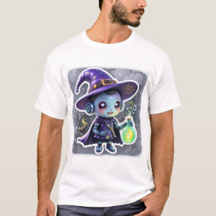 Camiseta Cute Robot Witch Halloween - Kawaii Sci-F