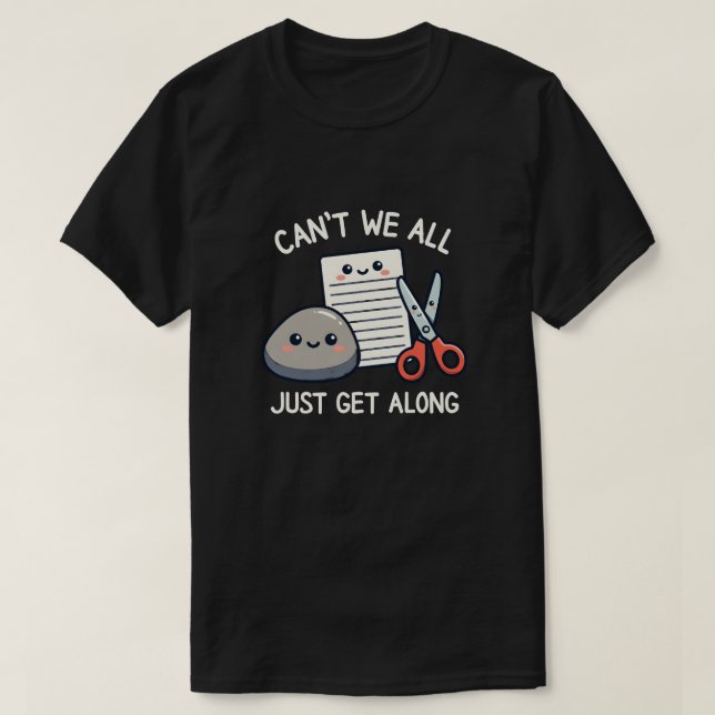 Camiseta Cute Rock Paper Scissors Just Get Along Funny Game (Diseño del anverso)