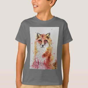 Camiseta Cute Rojo Fox Whimsical Watercolor Boys T Shirt