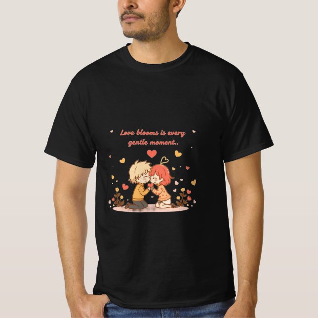 Camiseta Cute Romantic Anime Couple - Love Moment (Anverso)