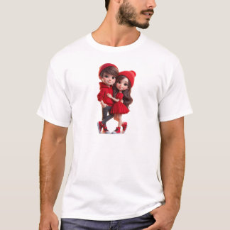 Camiseta Cute Romantic Couple T-Shirt – Valentine Love 