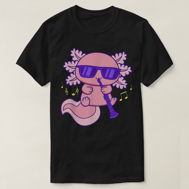 Camiseta Cute Rosa Kawaii Axolotl Con Gafas Jugando Clar (Diseño del anverso)