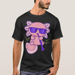 Camiseta Cute Rosa Kawaii Axolotl Con Gafas Jugando Clar