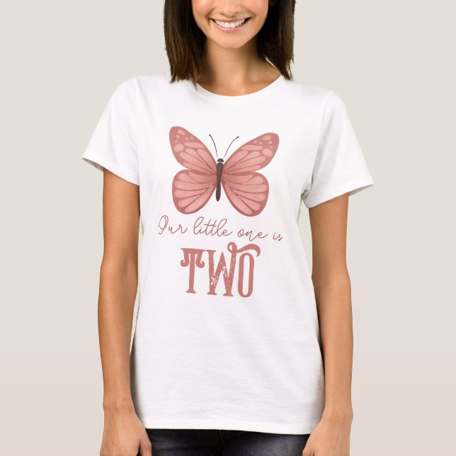 Camiseta Cute rosa mariposa niños Nacimiento Padre (Anverso)