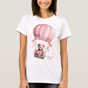 Camiseta Cute rosa Teddy Bear Balón de aire caliente Elegan