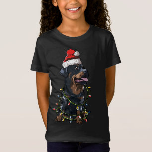 Camiseta Cute Rottweiler Dog Santa Christmas Tree Enfoca Xm