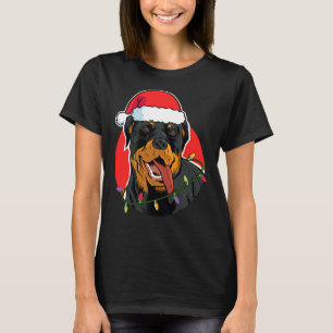Camiseta Cute Rottweiler Santa Christmas Tree