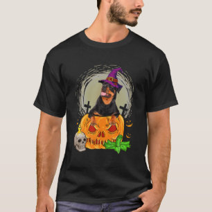 Camiseta Cute Rottweiler Witch Pumpkin Halloween Perro Love