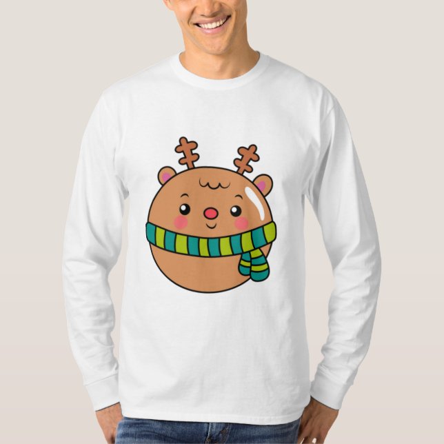 Camiseta Cute Round Deer in Scarf  (Anverso)
