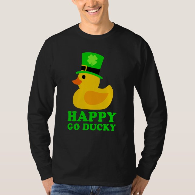 Camiseta Cute Rubber Duck Lucky Four Leaf C Leprechaun Hat (Anverso)