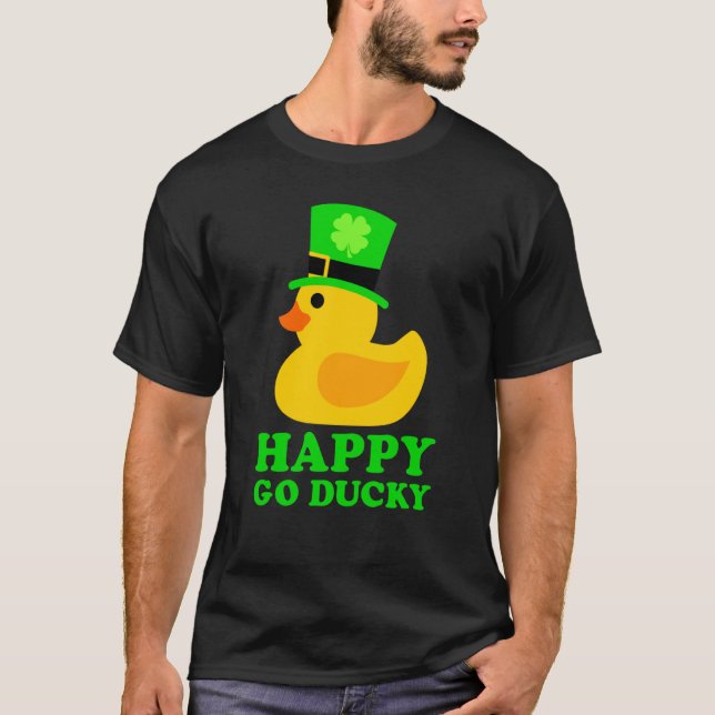 Camiseta Cute Rubber Duck Lucky Four Leaf C Leprechaun Hat (Anverso)