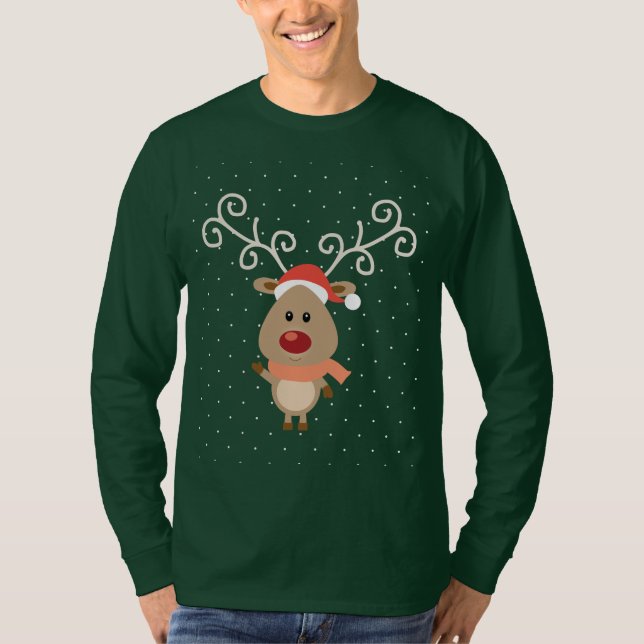 Camiseta Cute Rudolph, el personalizado de renos de nariz r (Anverso)