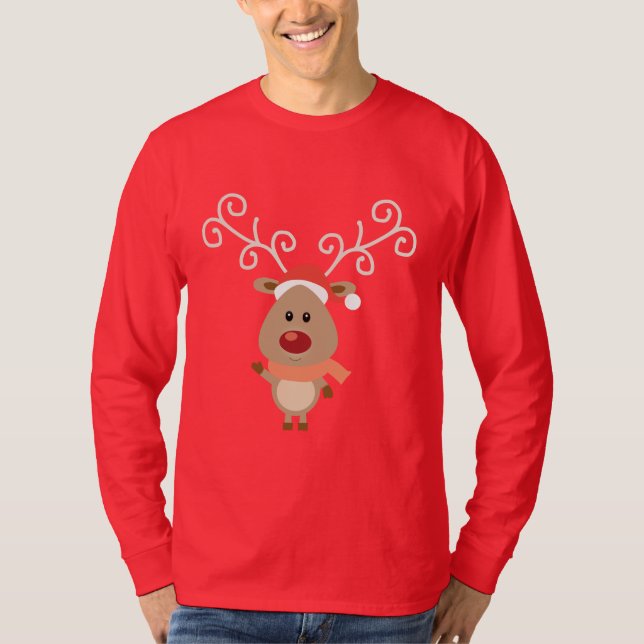 Camiseta Cute Rudolph, el personalizado de renos de nariz r (Anverso)